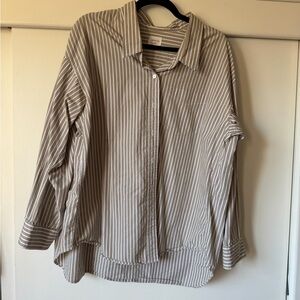 Aritzia Wilfred Free Beige and White Striped Shirt